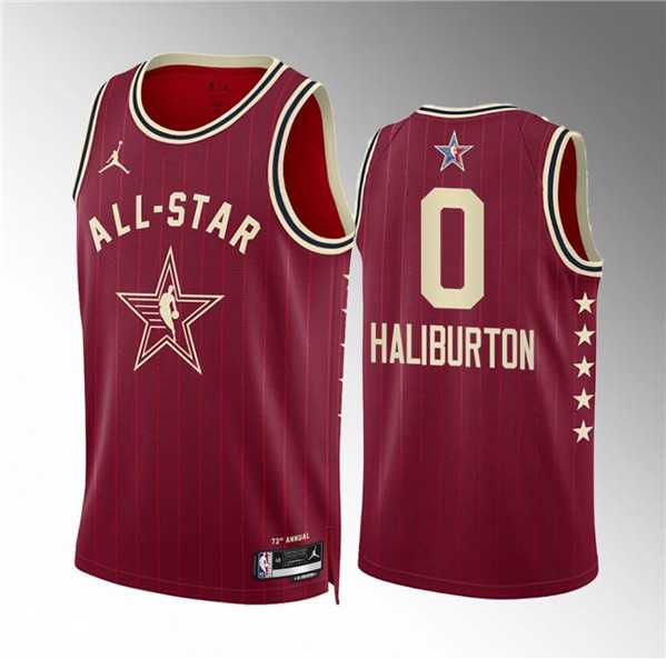 Mens 2024 All-Star #0 Tyrese Haliburton Crimson Stitched Basketball Jersey